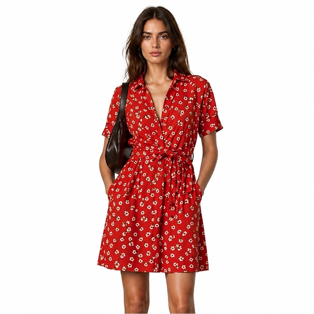 NWOT Ganni Floral Crepe Twist Dress | XS (US 2/EU34) | Scandinavian Luxury